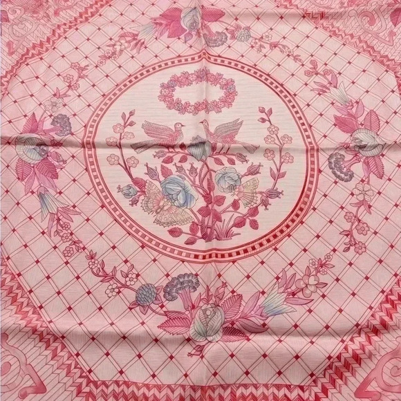 Hermes Carre 90 Jeux De Paille Scarf Pink - Picture 7 of 17